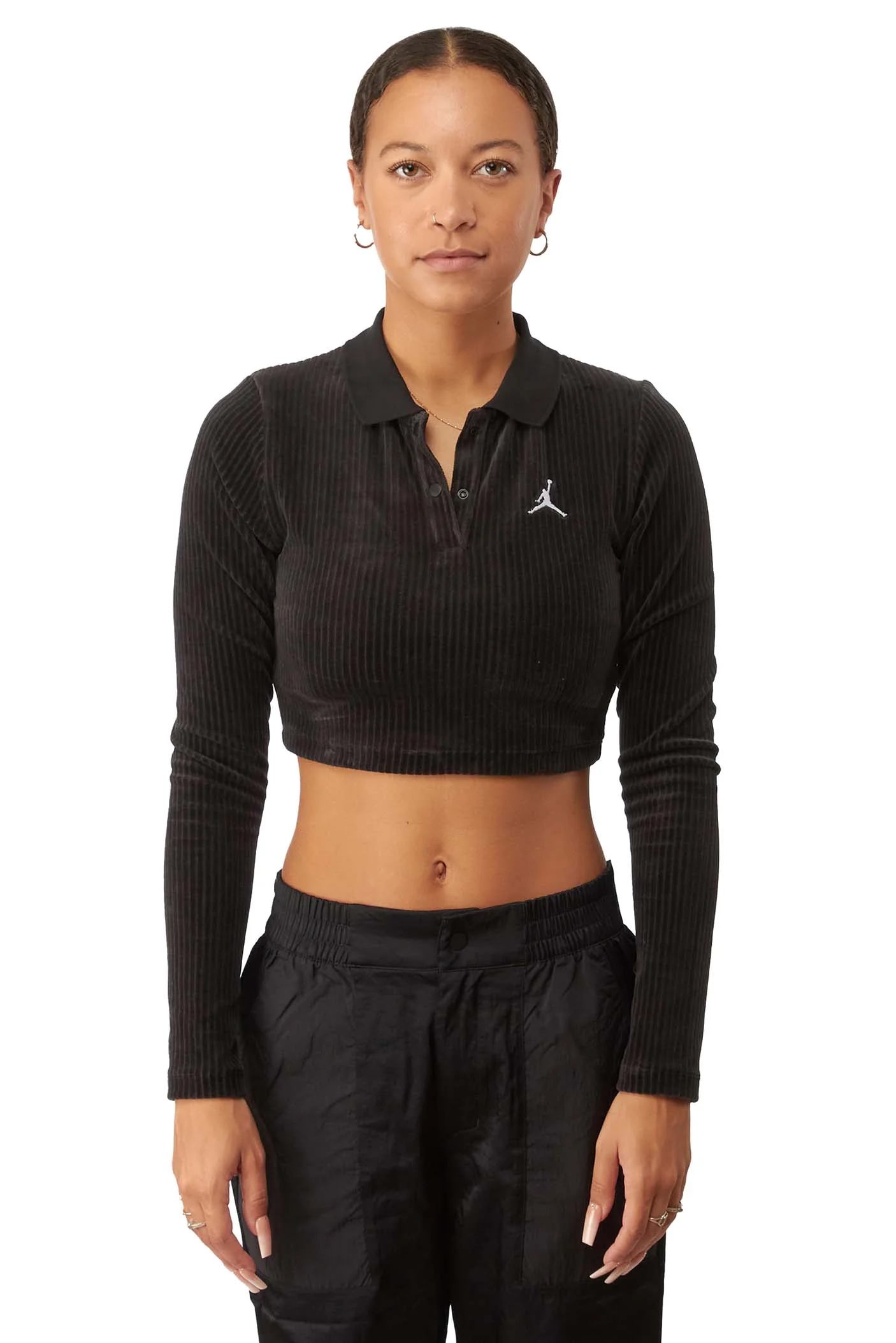 Womens Air Jordan Long-Sleeve Velour Top 'Black'