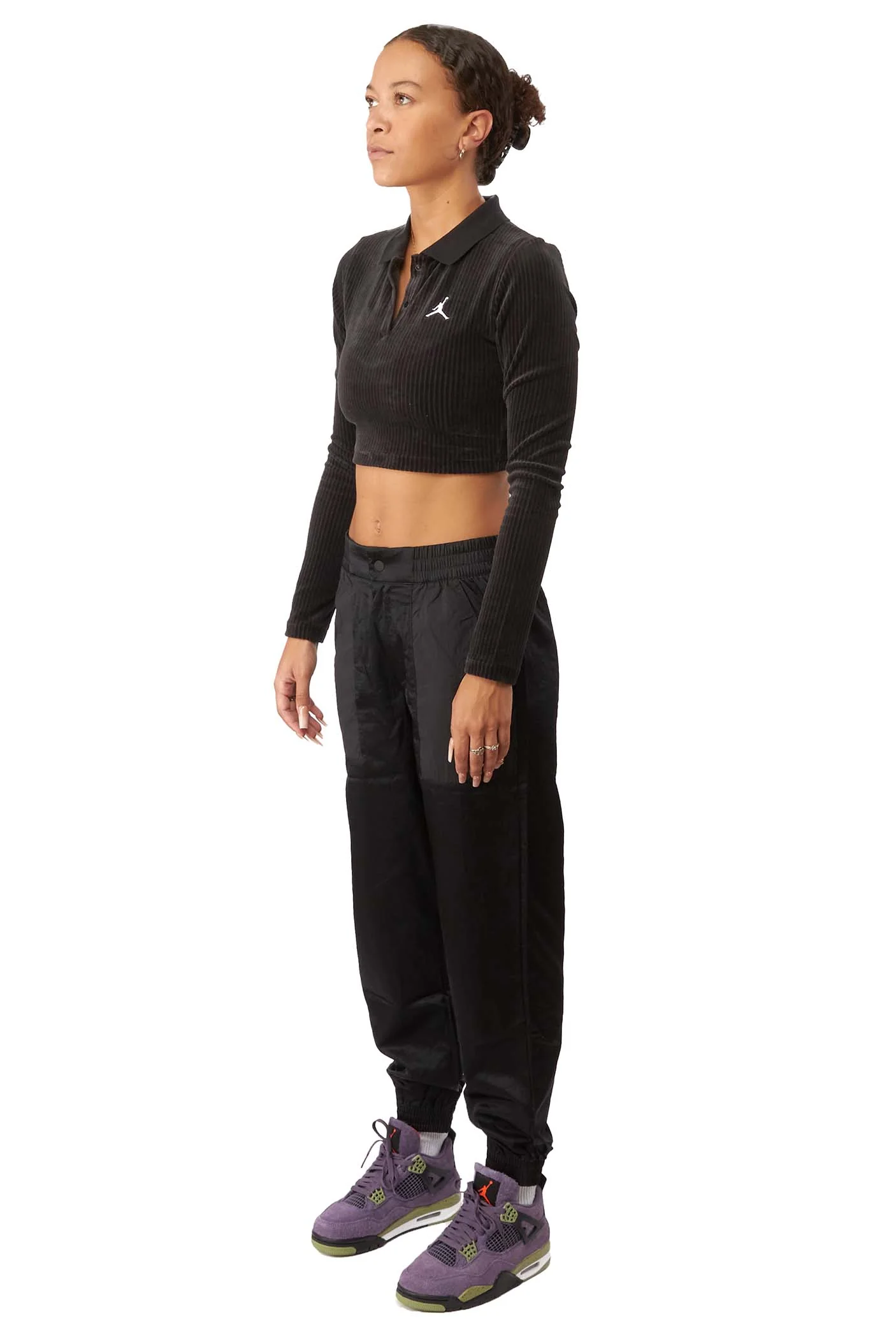 Womens Air Jordan Long-Sleeve Velour Top 'Black' - Image 2