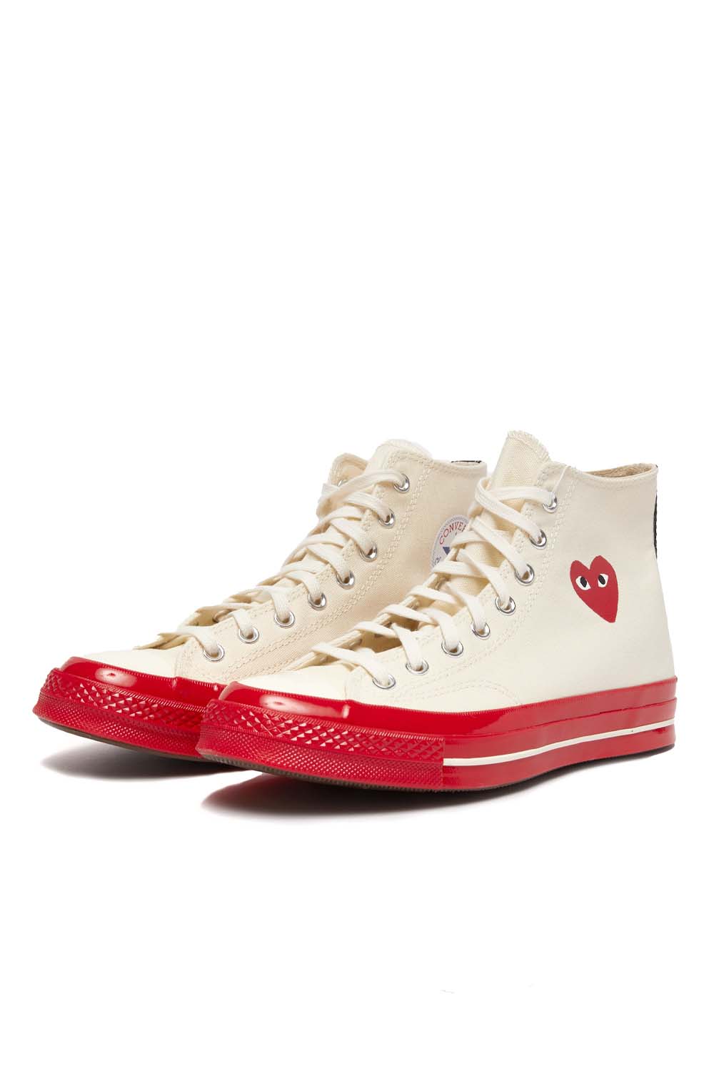 Comme des Garcons PLAY x Converse Chuck 70 High Shoes Egret/Red - Image 2