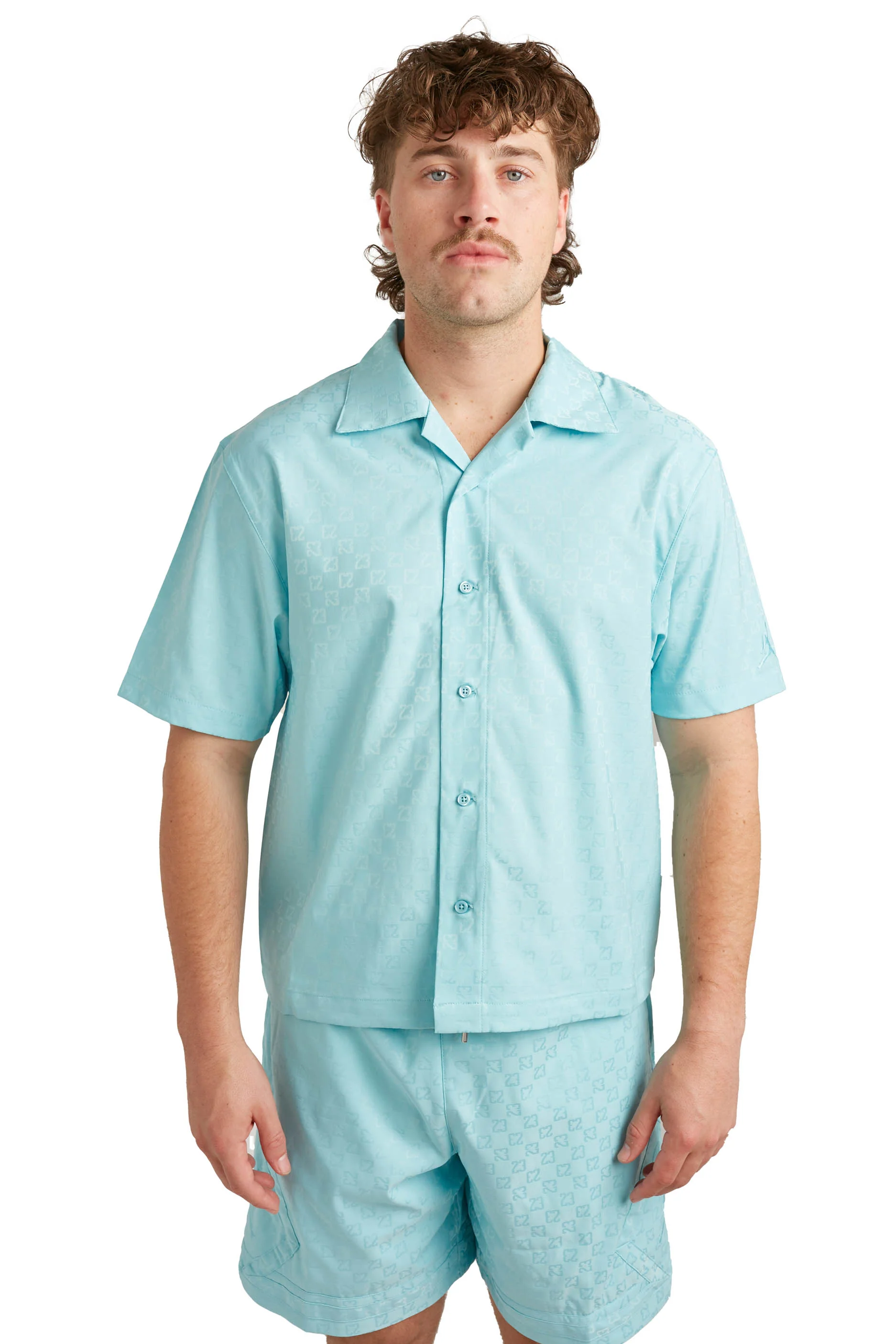 Jordan Mens Essentials SS Button Up Shirt 'Blue'