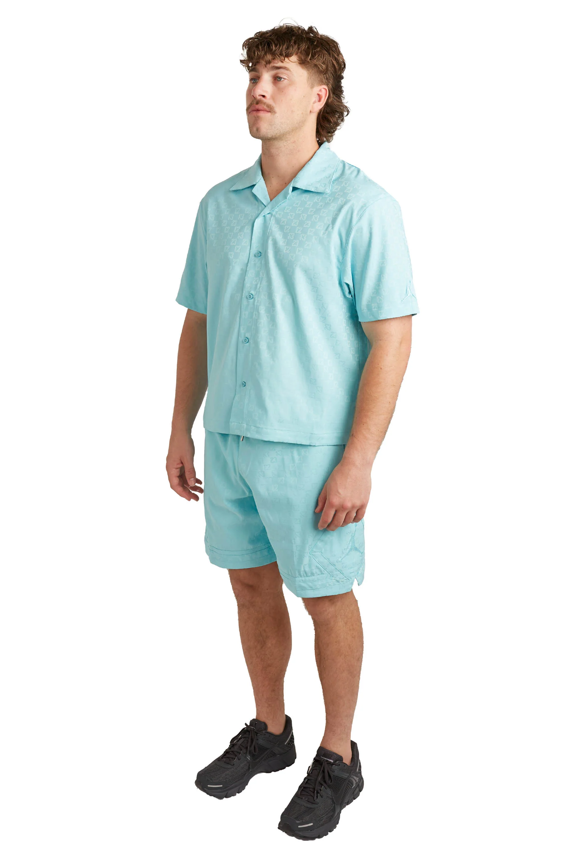Jordan Mens Essentials SS Button Up Shirt 'Blue' - Image 2
