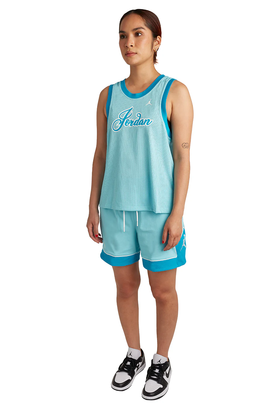 Jordan Womens Essentail Shorts 'Bleached Aqua' - Image 2